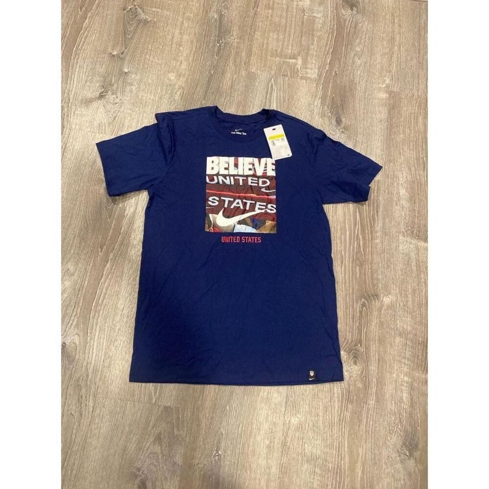 Nike Mens United States‎ Believe Soccer Graphic T-Shirt Navy Blue DX4194-421 S